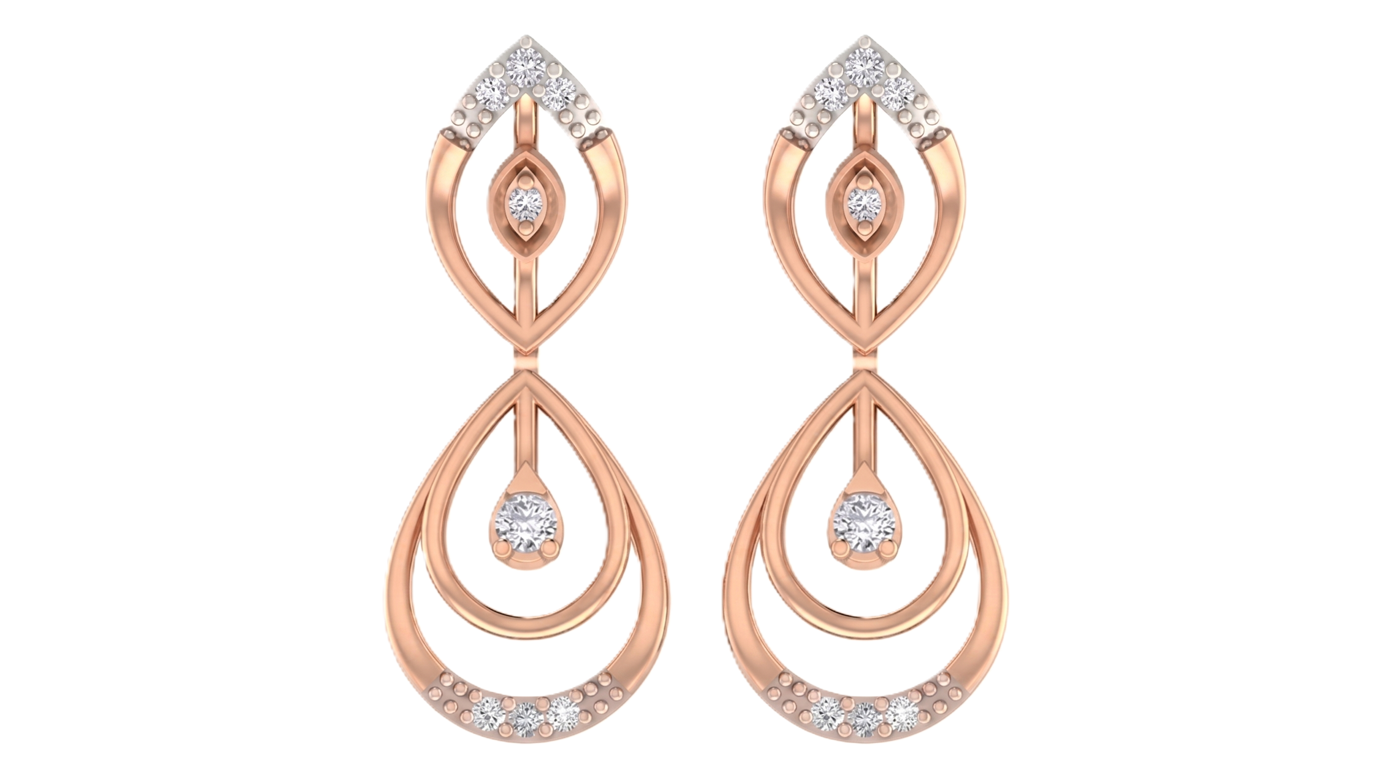 Rose Gold Diamond Earring | under 30K