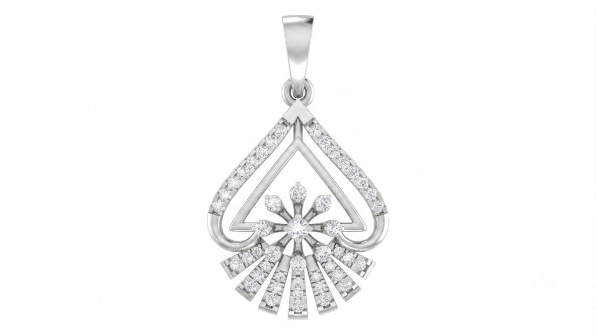 White gold and diamond pendant on white background