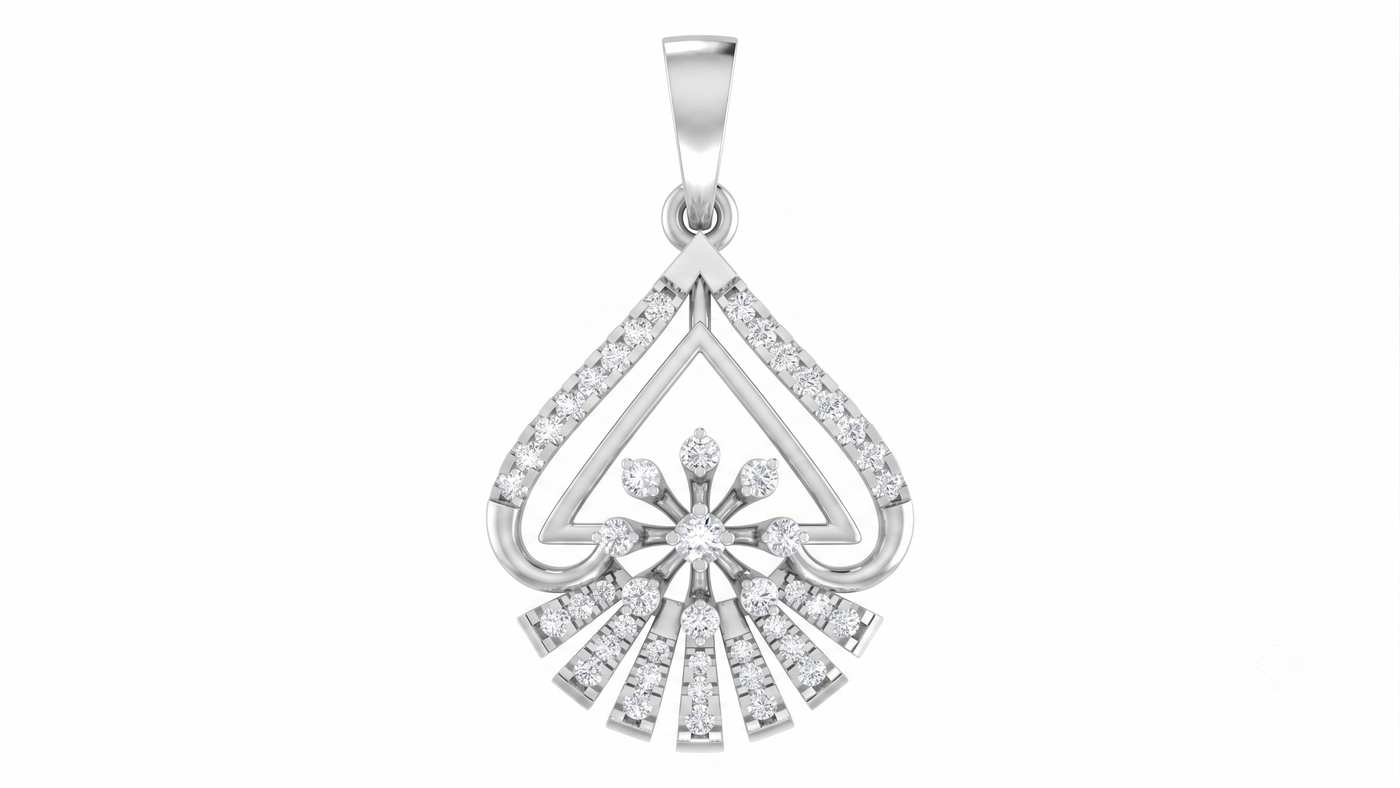 Gold & Diamond Floral Pendant Set KRC40745