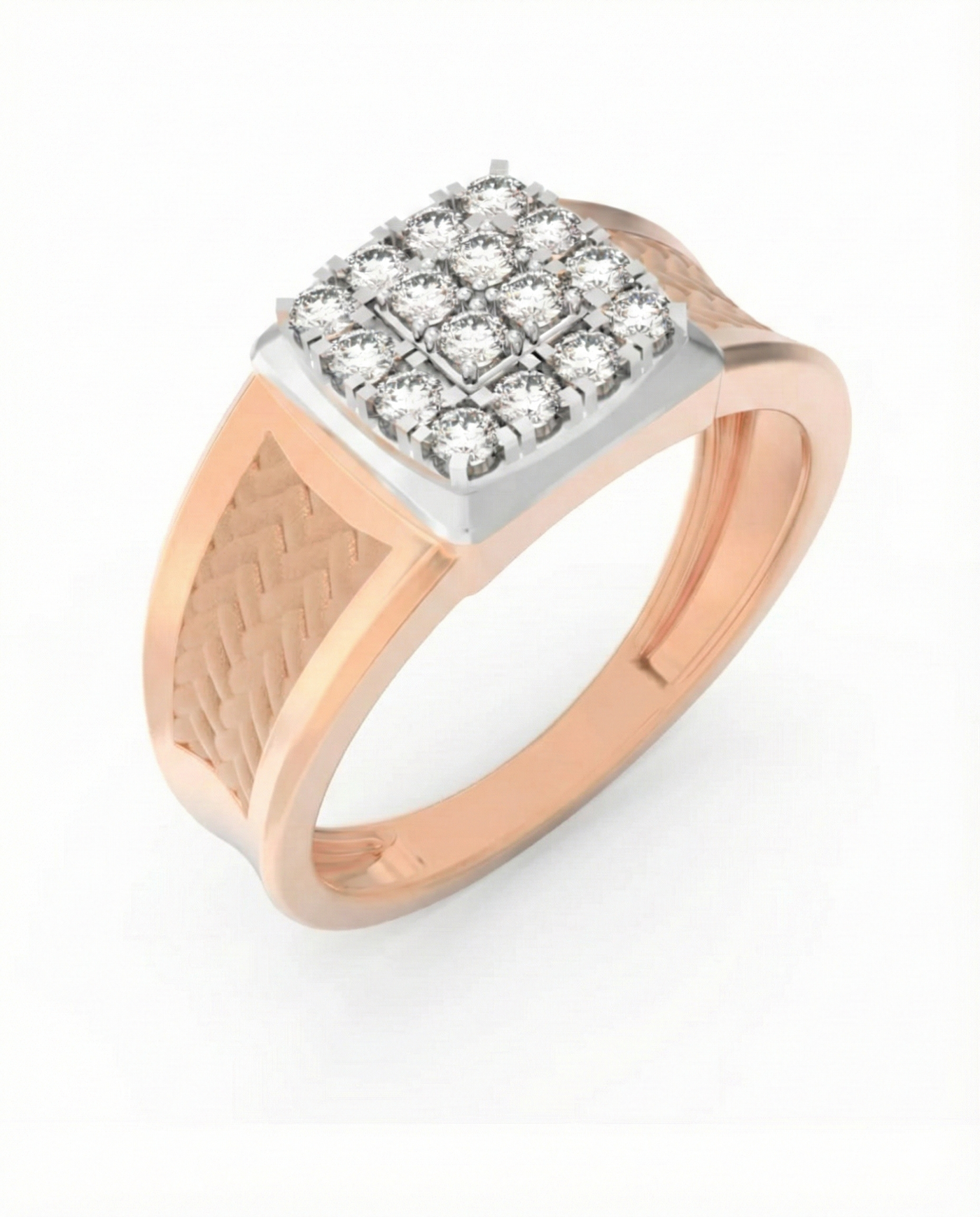 Gold & Diamond Band Square Ring For Men KRC20266