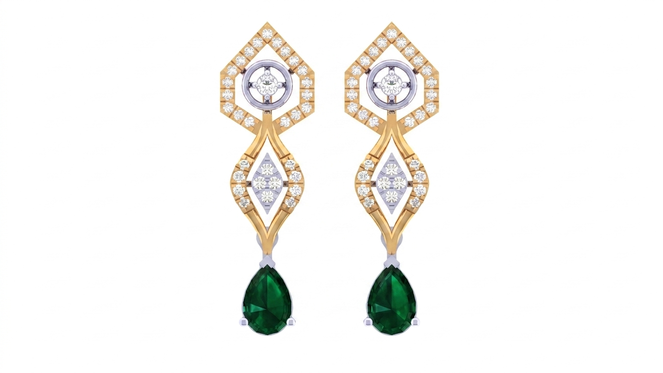 Gold & Diamond Women Gemstone Earring KRI44019E