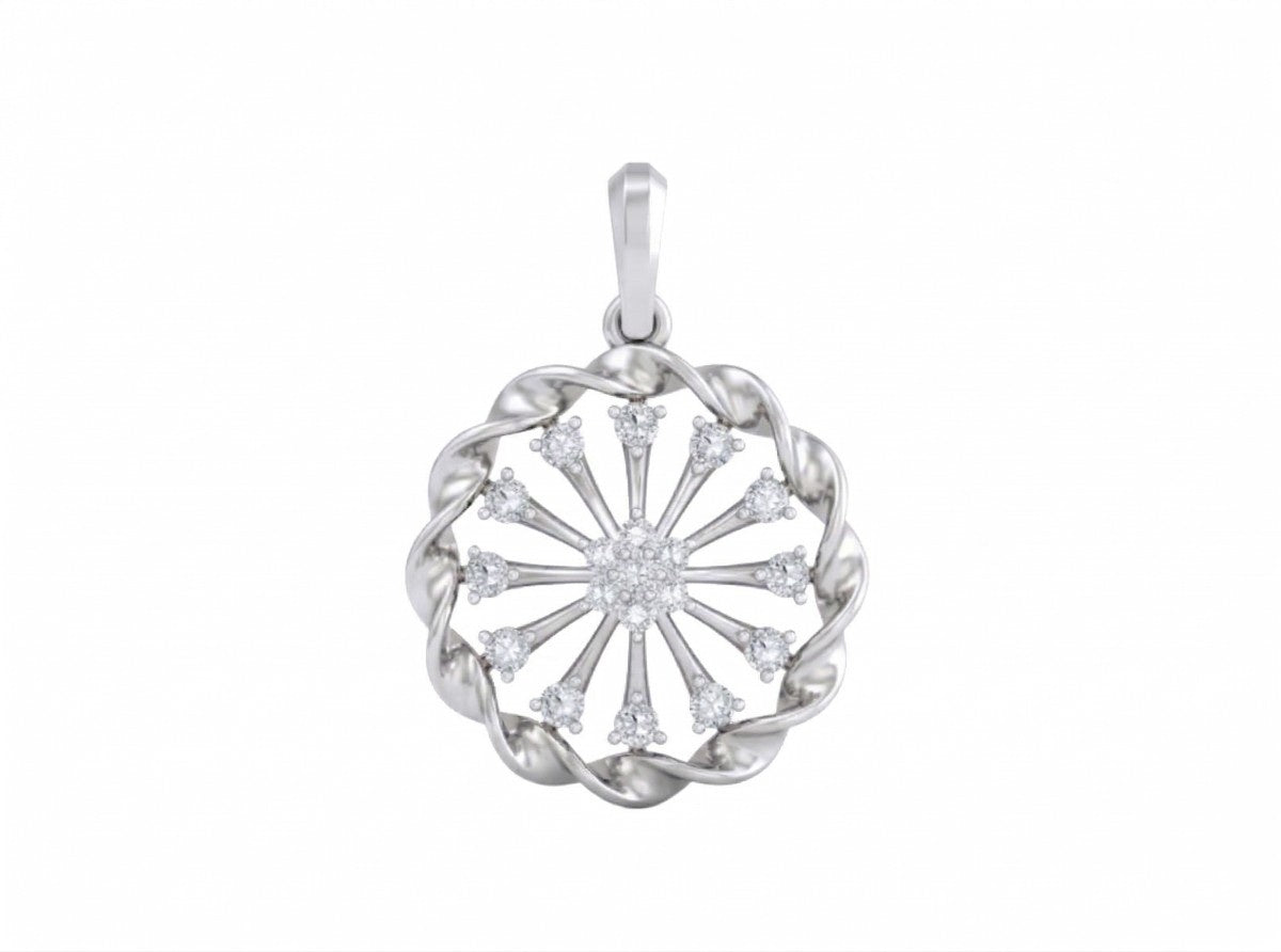 Modern designer pendant showcasing radiant diamonds in a gold setting.