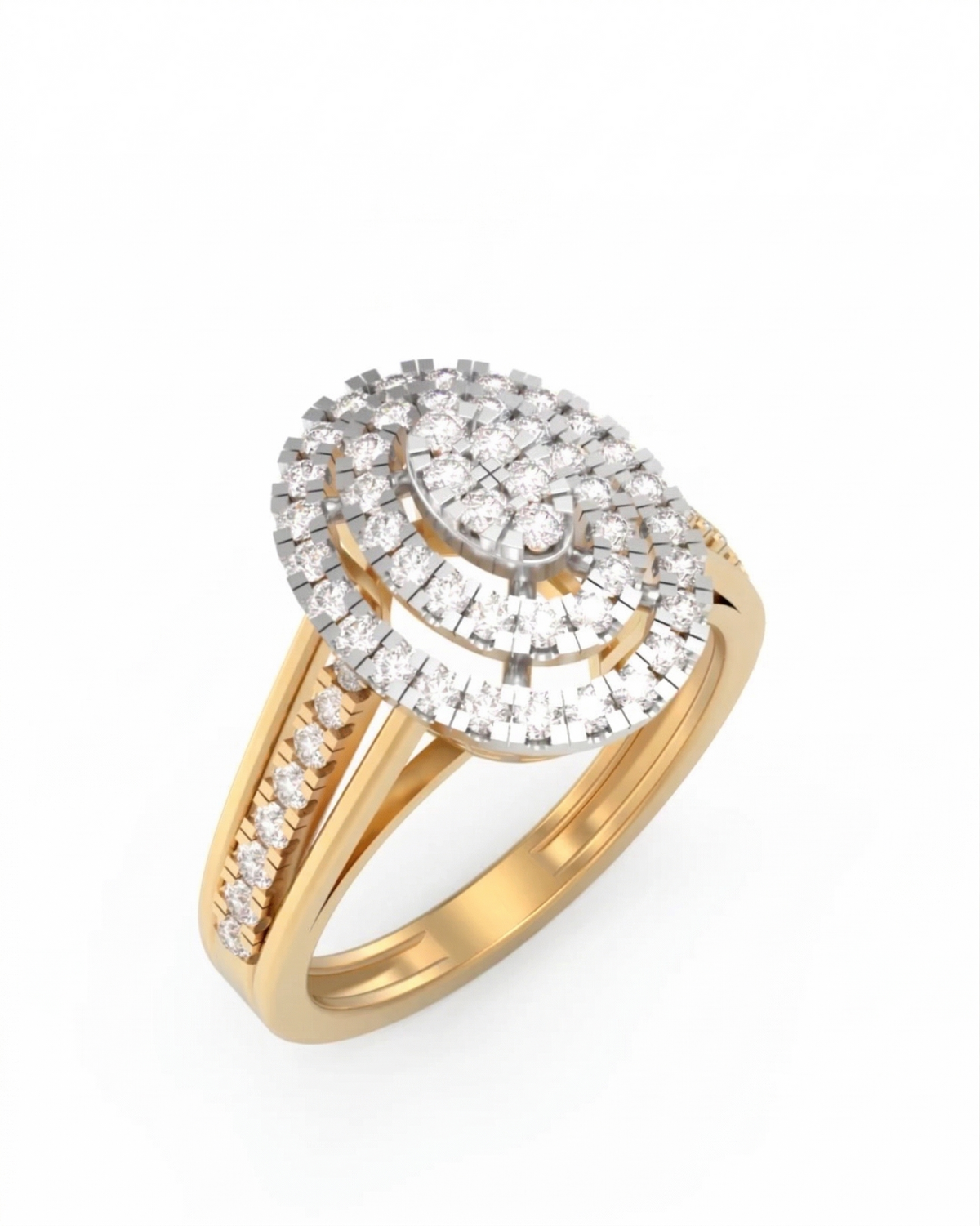 महिलाओं के लिए 18K गोल्ड और डायमंड कॉकटेल रिंग KRL10407