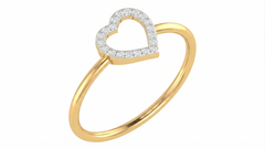 Gold & Diamond Heart-Shaped Ring For Women KRC10314