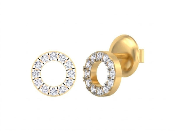 Gold & Diamond Round-shaped Women Stud Earring KRC30170