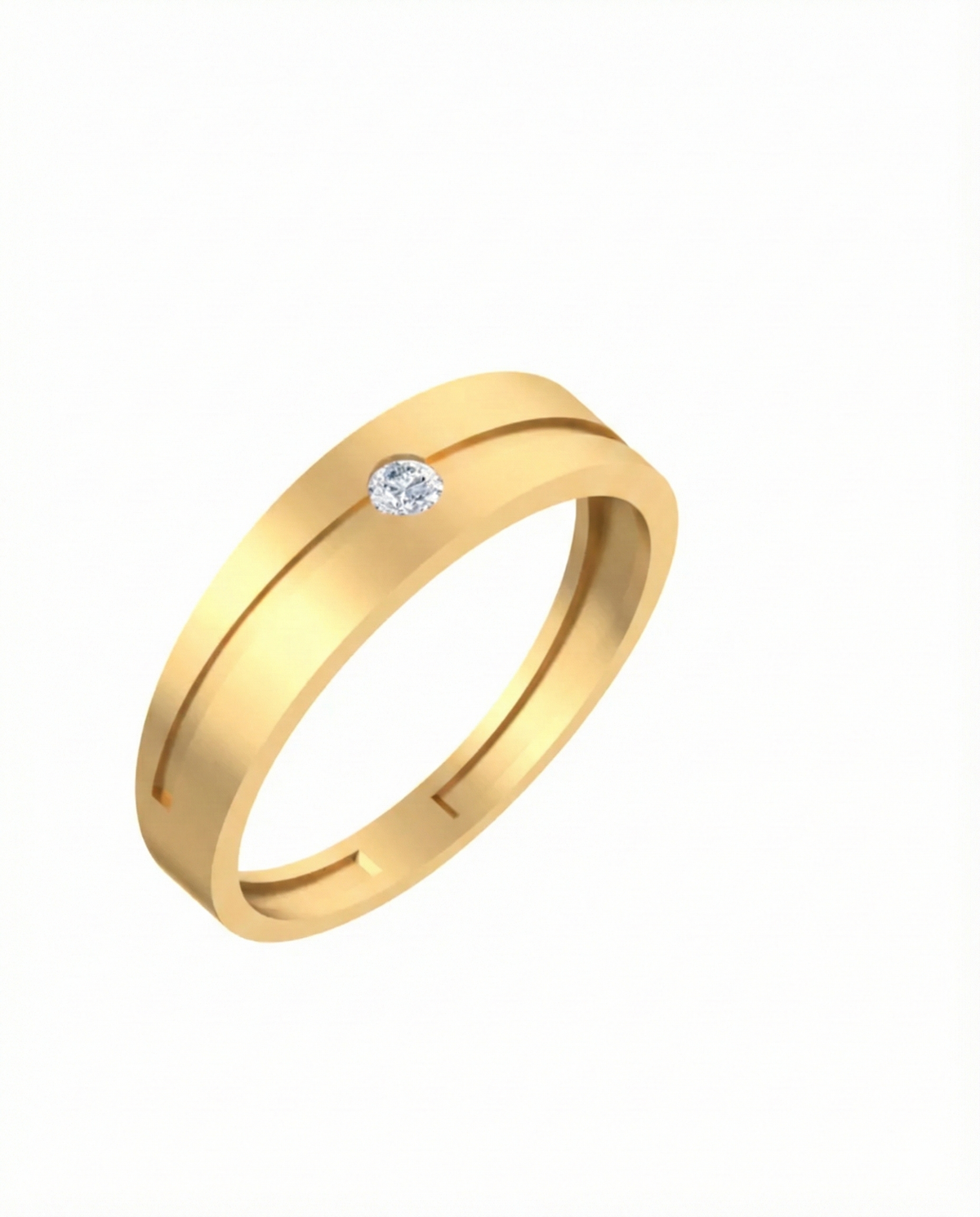 18K Gold & Diamond Solitaire Band Ring For Men KSK217