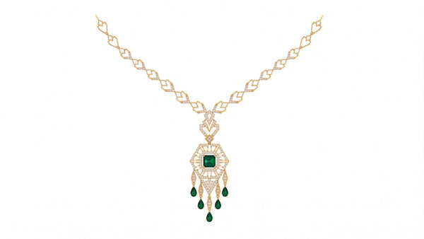 14K गोल्ड और डायमंड डेलीवियर नेकलेस सेट KRI44021NR