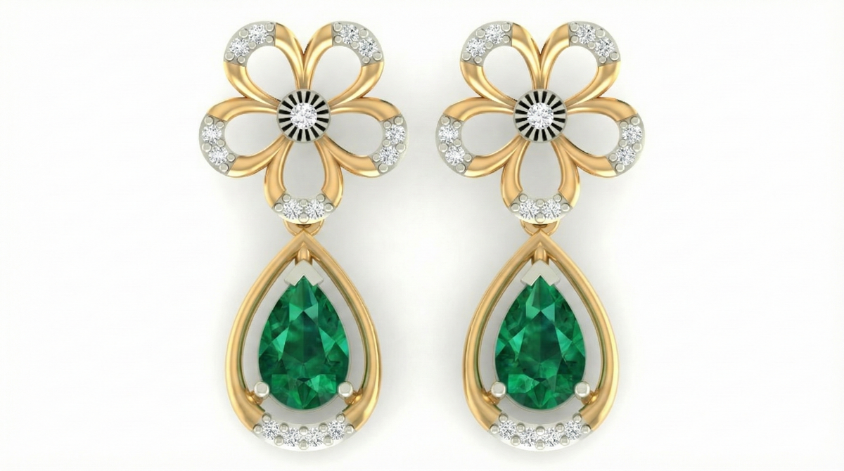 14K Gold & Diamond Women Earring KRB44097EG-A