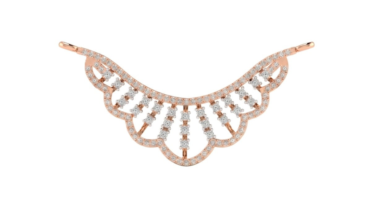 Rose gold & diamond floral mangalsutra on white background