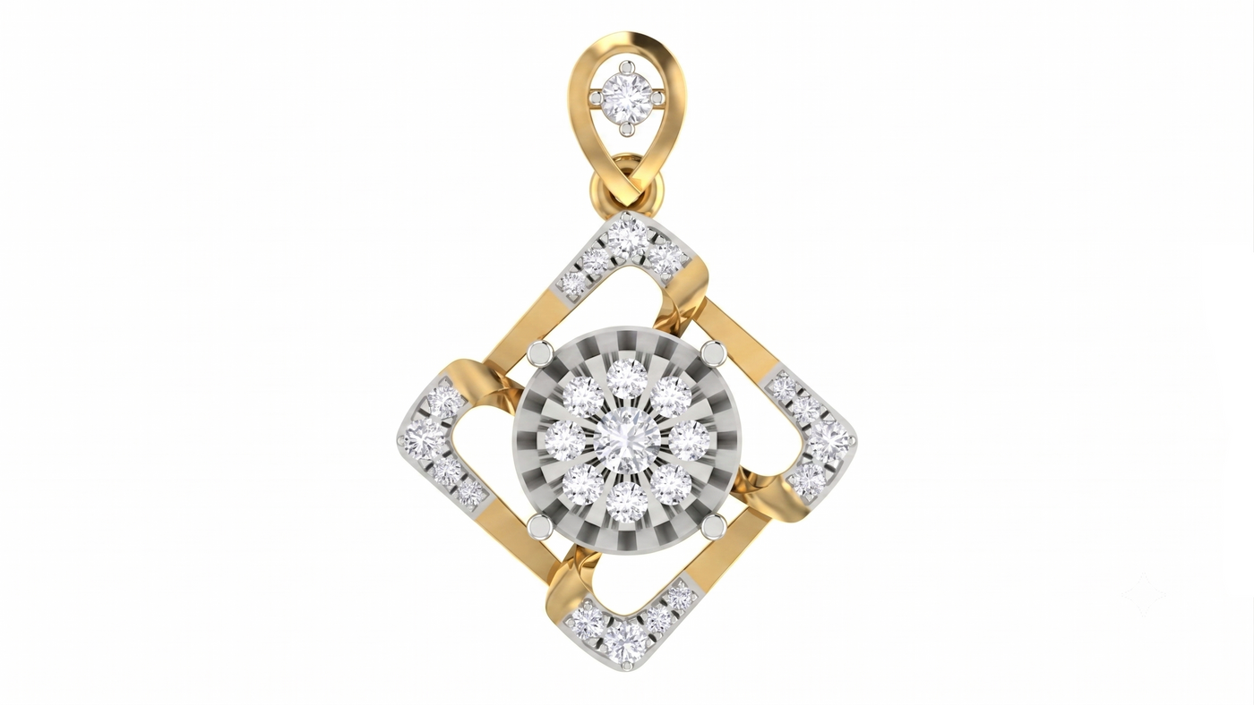 Elegant Gold & Diamond Pendant Set KRC40709