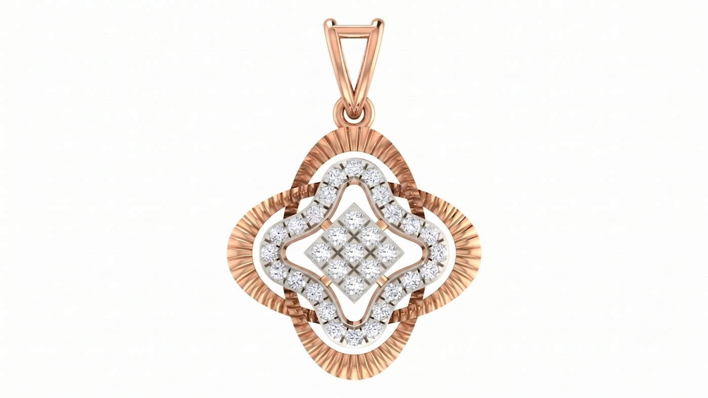 Elegant Gold & Diamond Floral PENDANT SET KRC40740