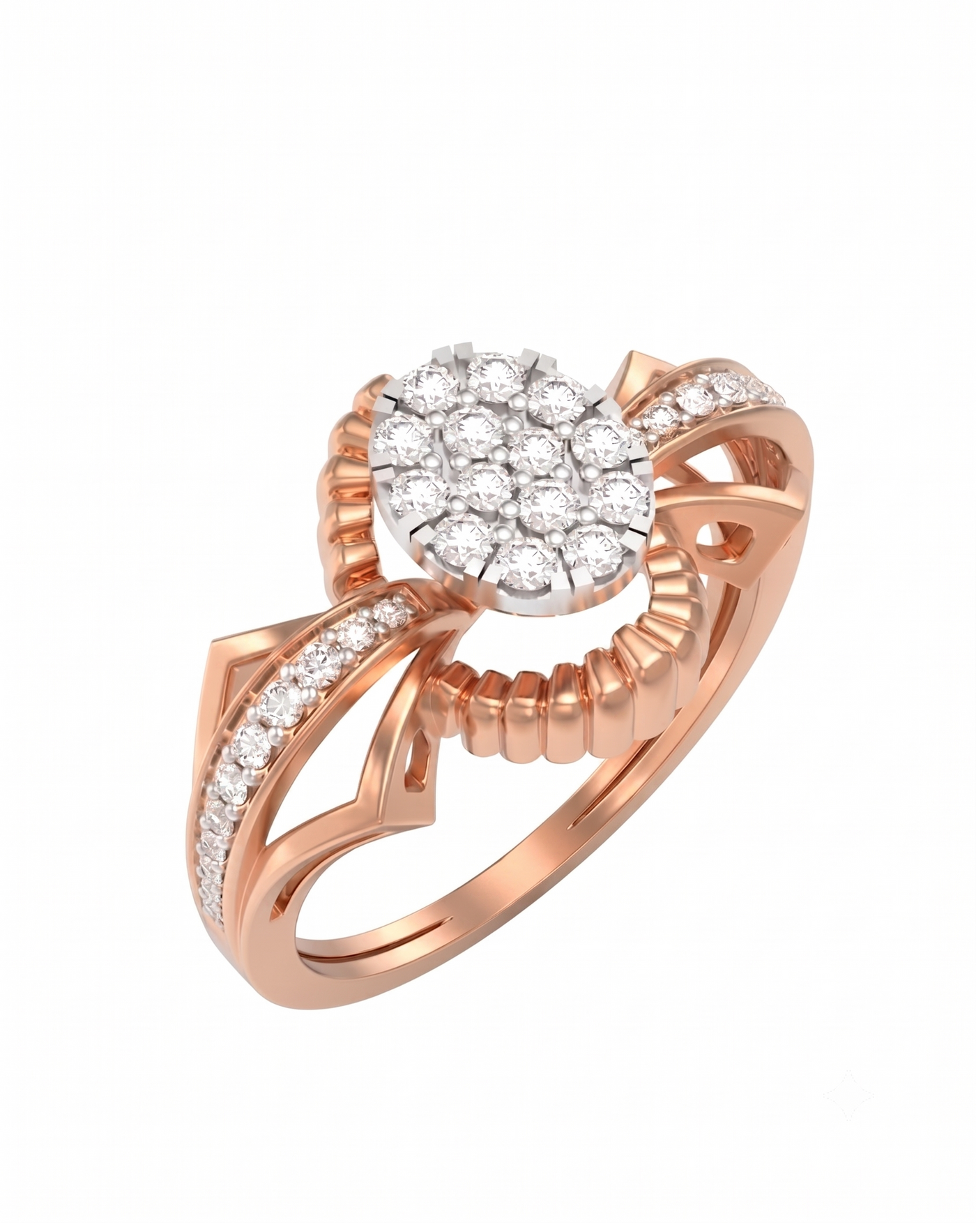 Gold & Diamond Halo Ring For Women KRC10872