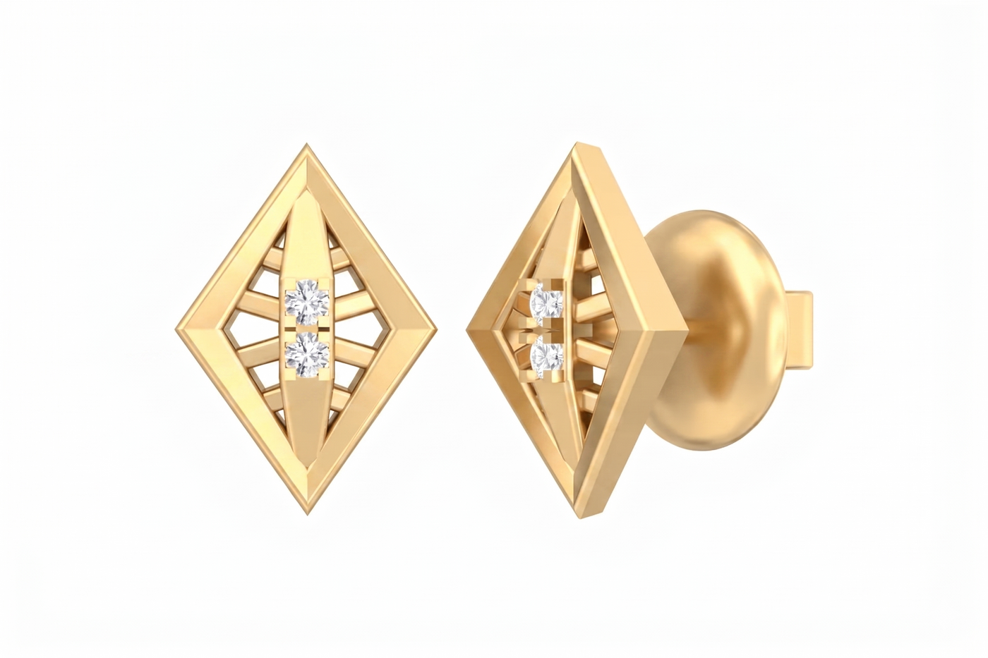 Gold & Diamond Stud Women Earring KRC30169
