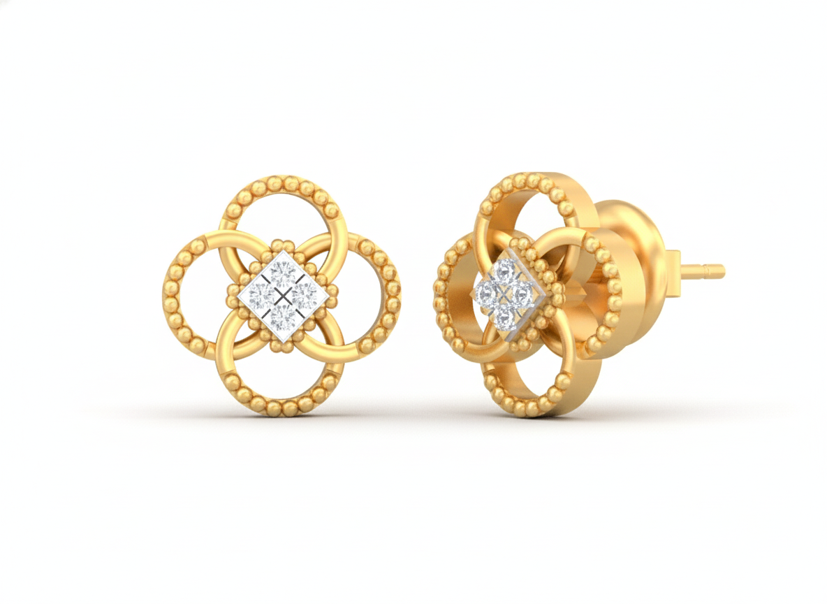 18K Gold & Diamond Women Stud Earring KSK040
