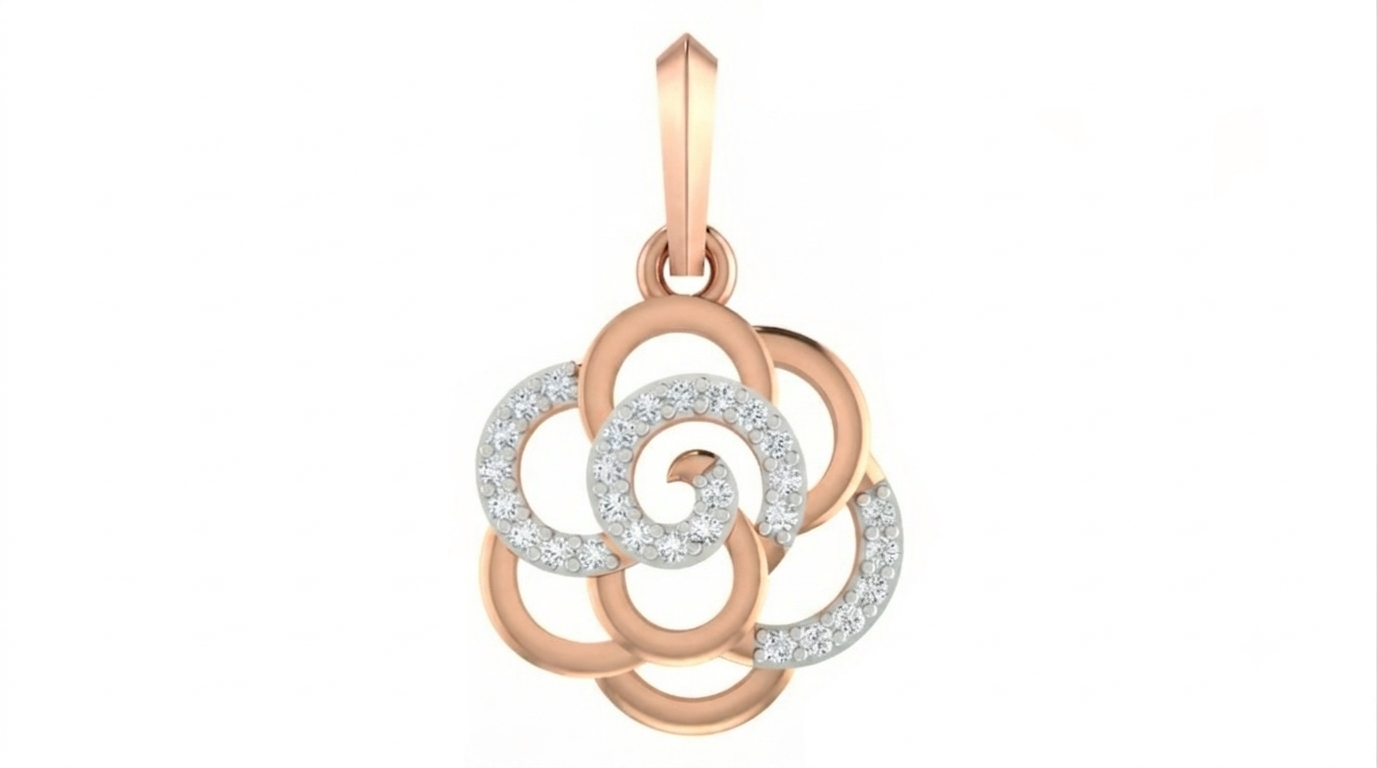 Gold & Diamond Floral Pendant Set KRC40593