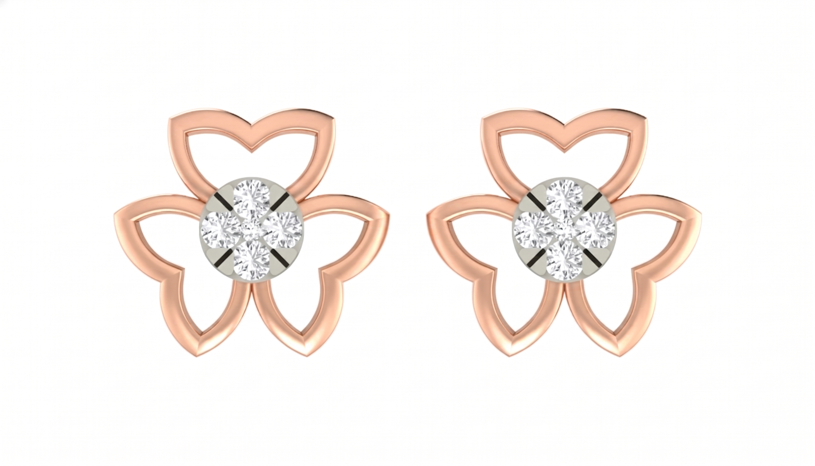 Floral Rose Gold Diamond Earring | under 40k 