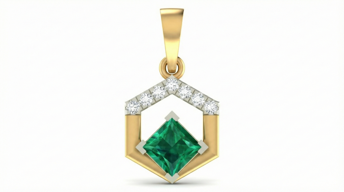 18K Gold & Diamond Gemstone Pendant Set KRA40085P