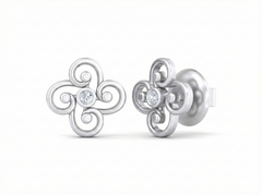 18K Gold & Diamond Solitaire Women Earring KSK071