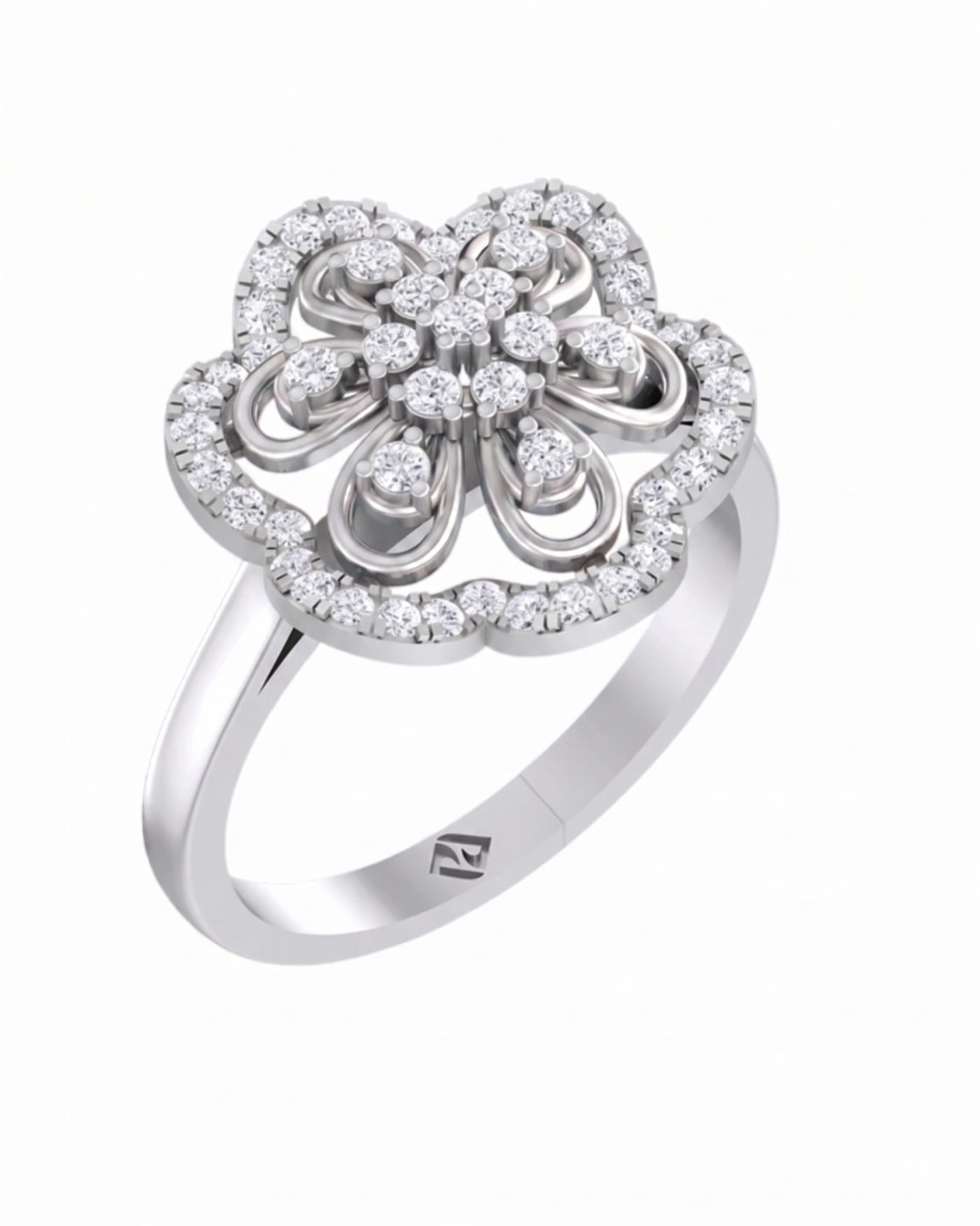 Gold & Diamond Floral Ring For Women KRC10918