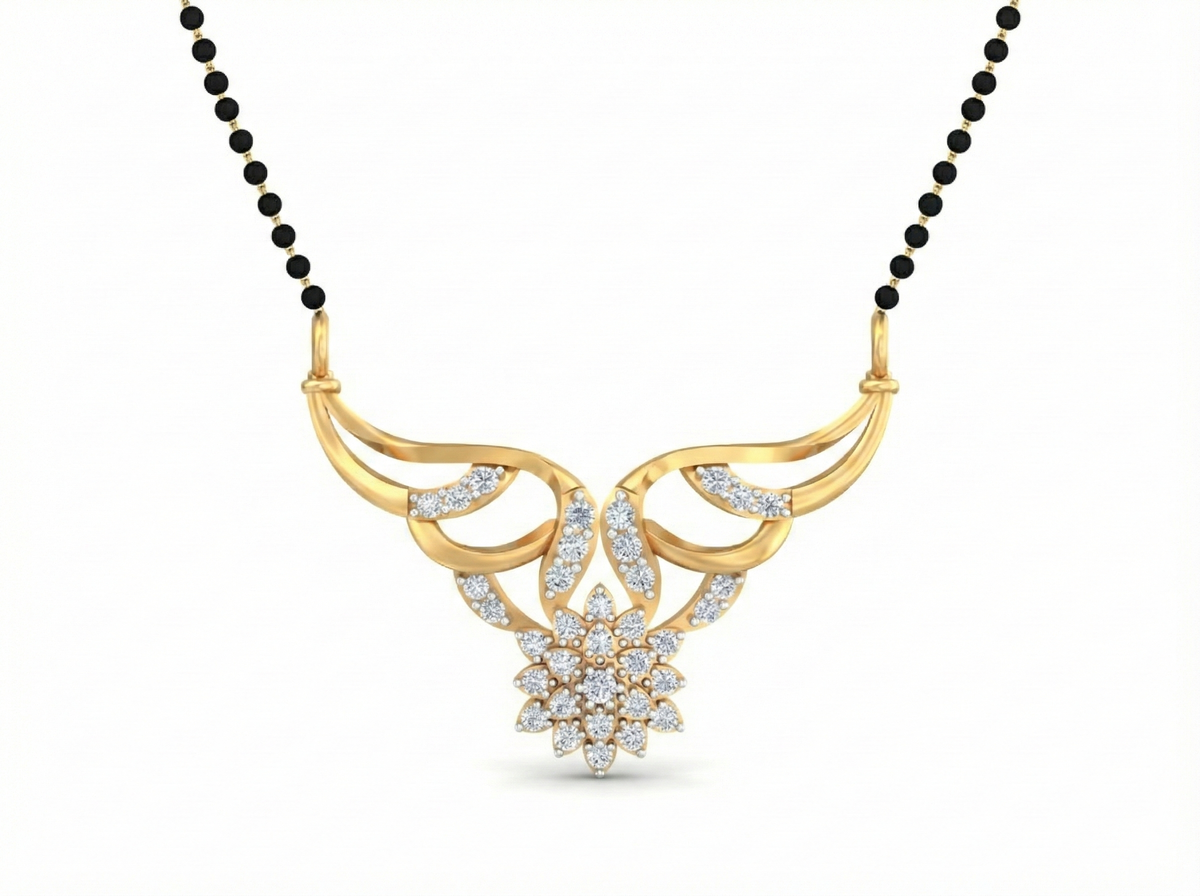 18K Gold & Diamond Beaded Mangalsutra For Women KSK186