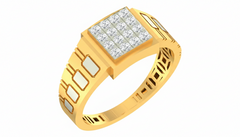 18K Gold & Diamond Square Ring For Men KRA60230