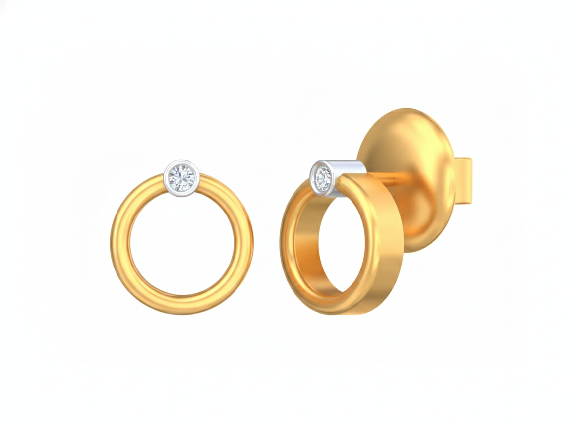 18K Gold & Diamond Women Dailywear Earring KSK037