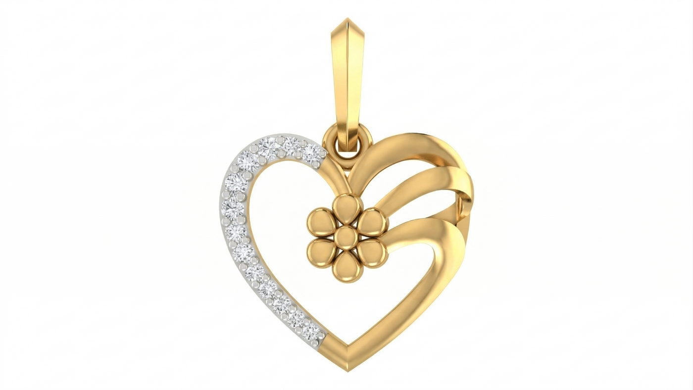 Gold & Diamond Heart Pendant Set KRC40568