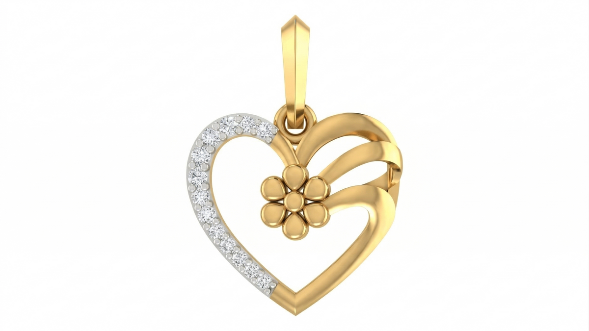 Gold & Diamond Heart Pendant Set KRC40568