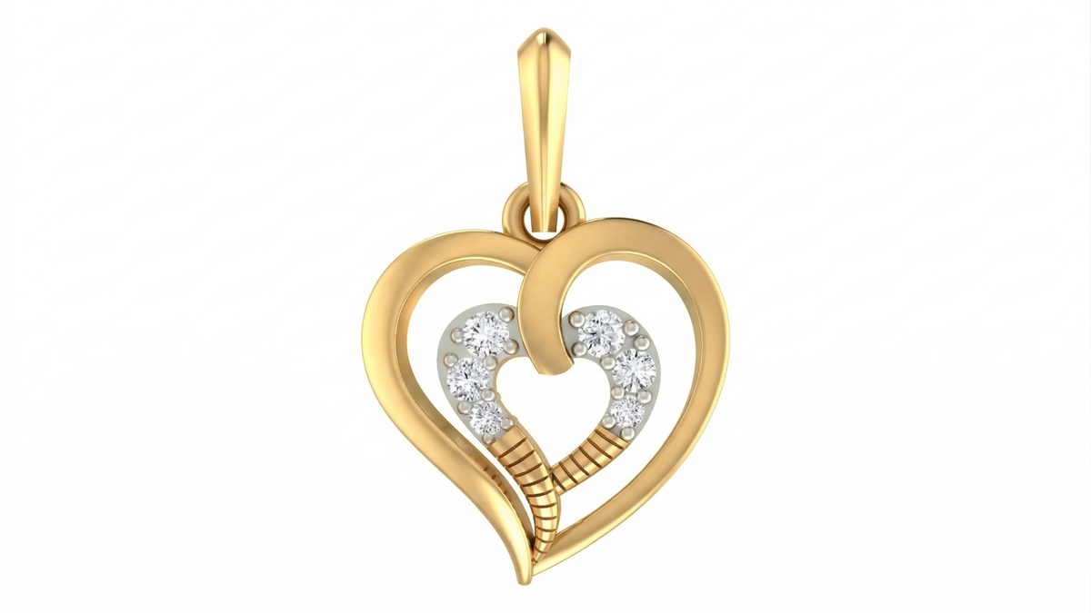 Gold & Diamond Heart Pendant Set KRC40573