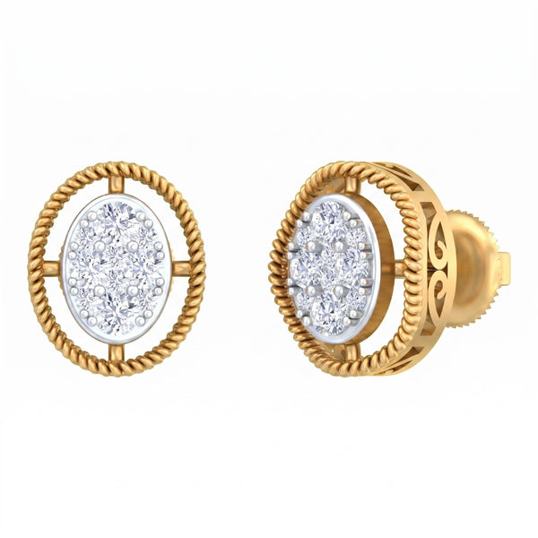 Gold & Diamond Round-Shaped Women Stud Earring KRC40751E