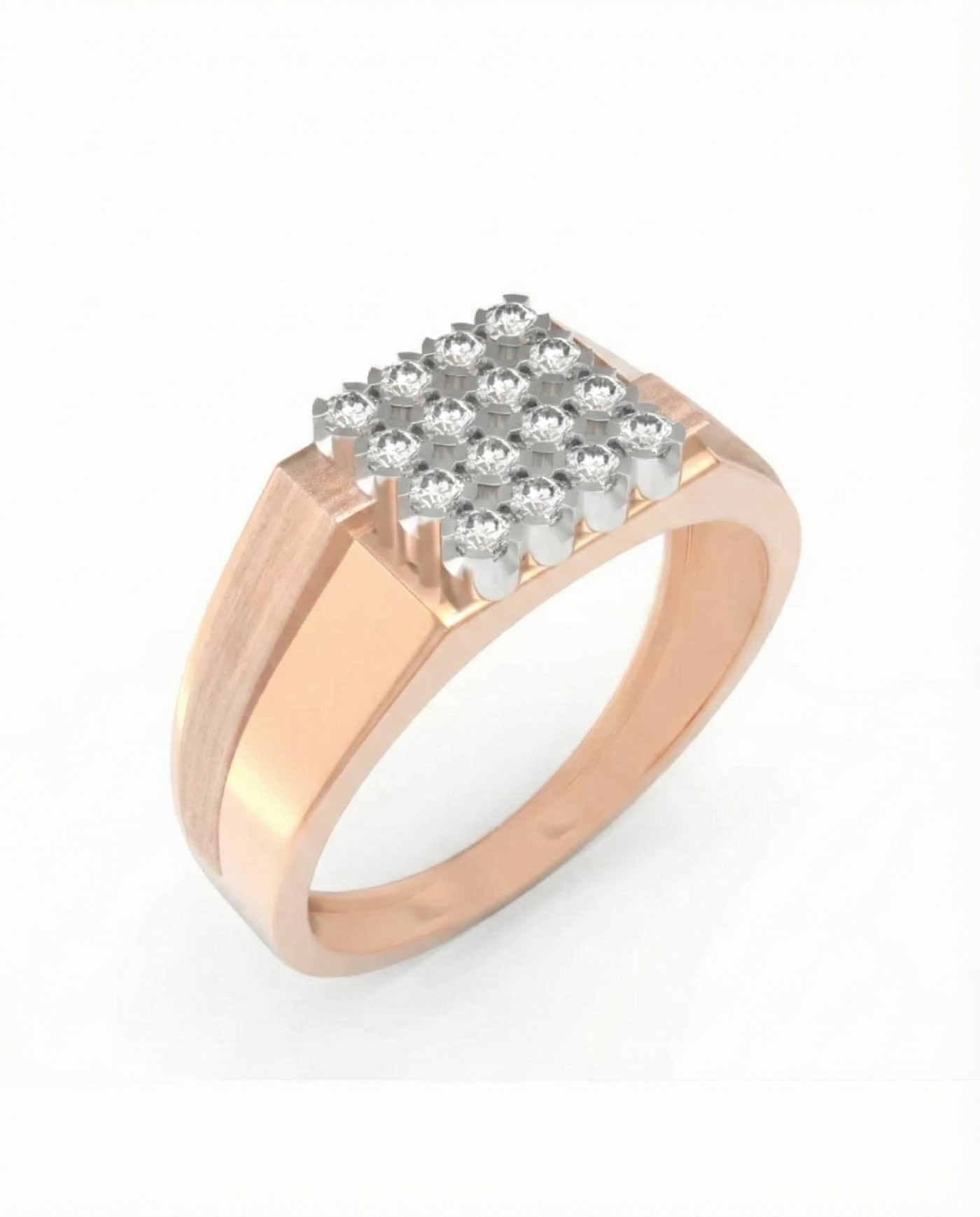 Gold & Diamond Square Ring For Men KRC20242