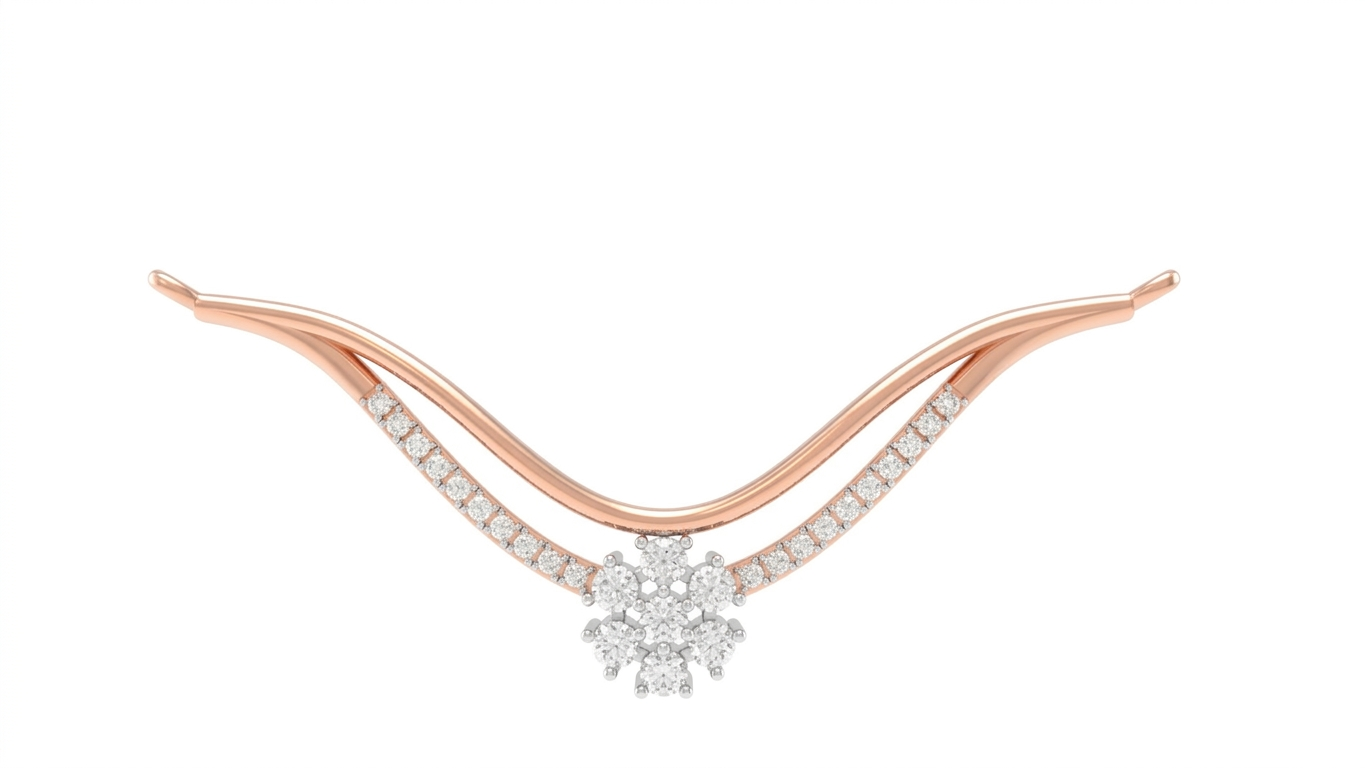 Rose Gold & Diamond Elegant Modern Mangalsutra On White Background
