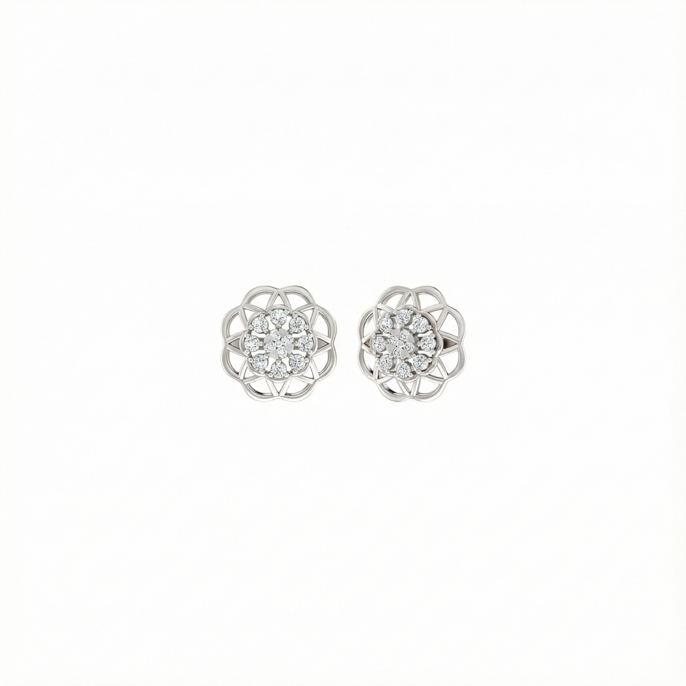 Gold & Diamond Floral Stud Earring For Women PER-172