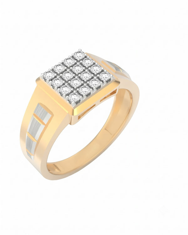 Gold & Diamond Square Ring For Men | KRC20226 | Kesav Diamond