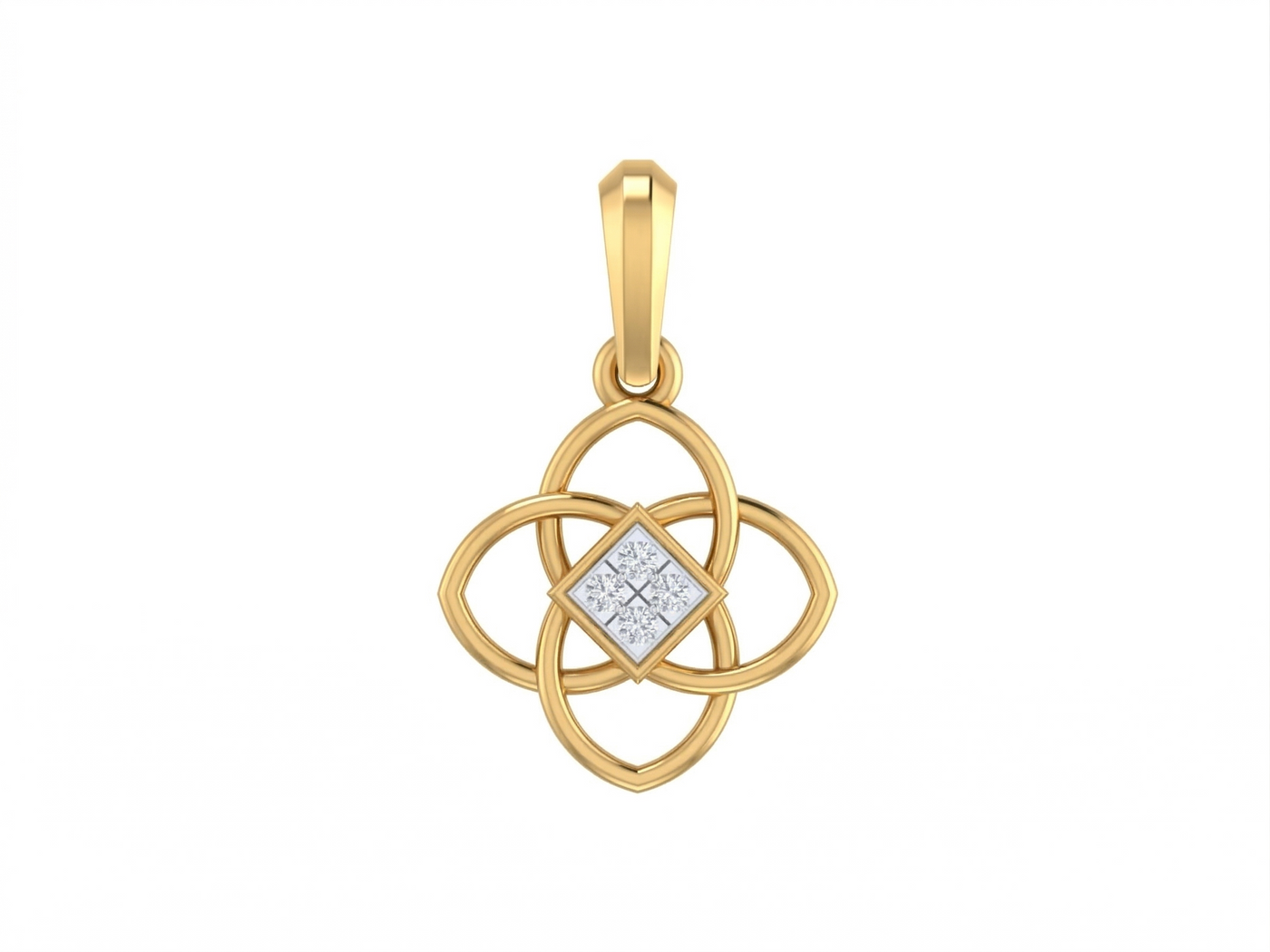 Gold & Diamond Floral Pendant Set KRB40206
