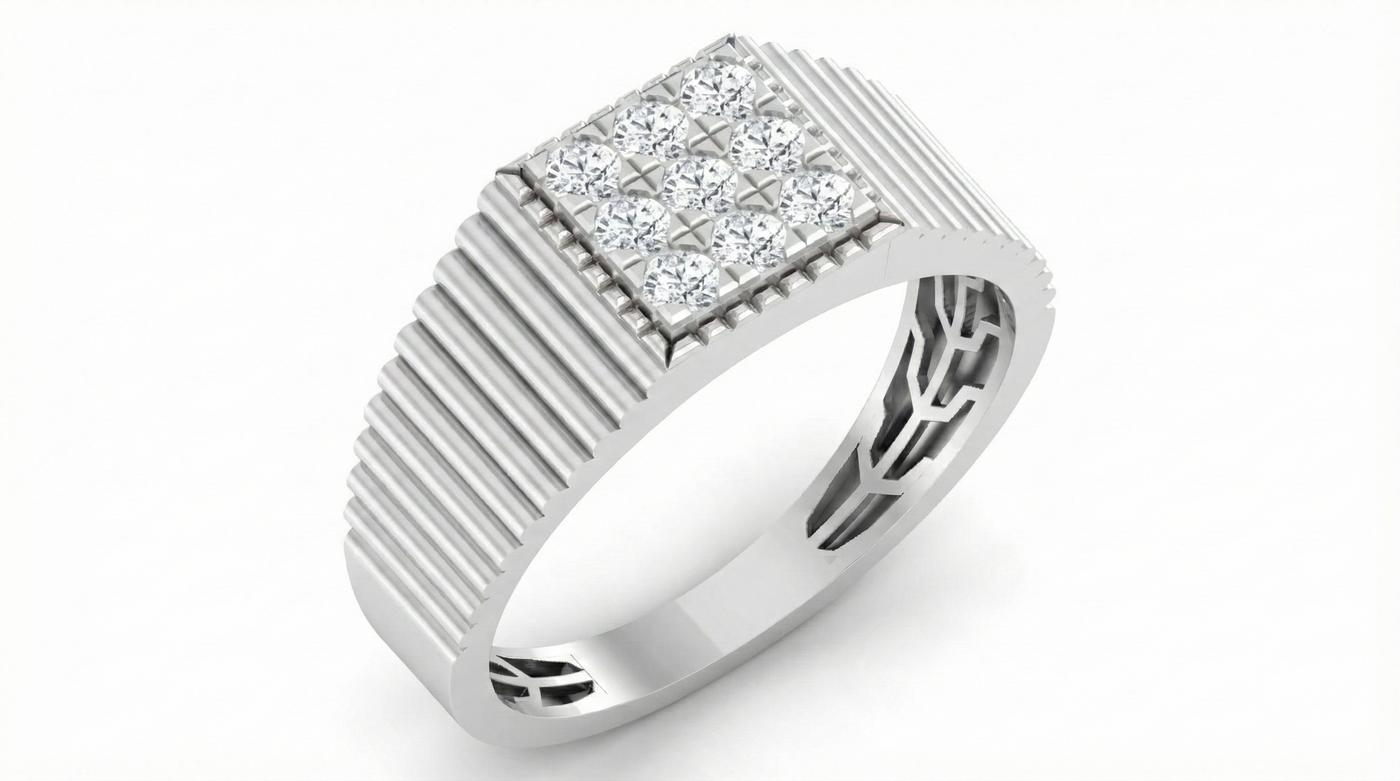 Gold & Diamond Band Ring For Men KRB20113