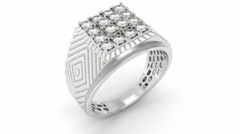 18K Gold & Diamond Square Ring For Men KRC60137