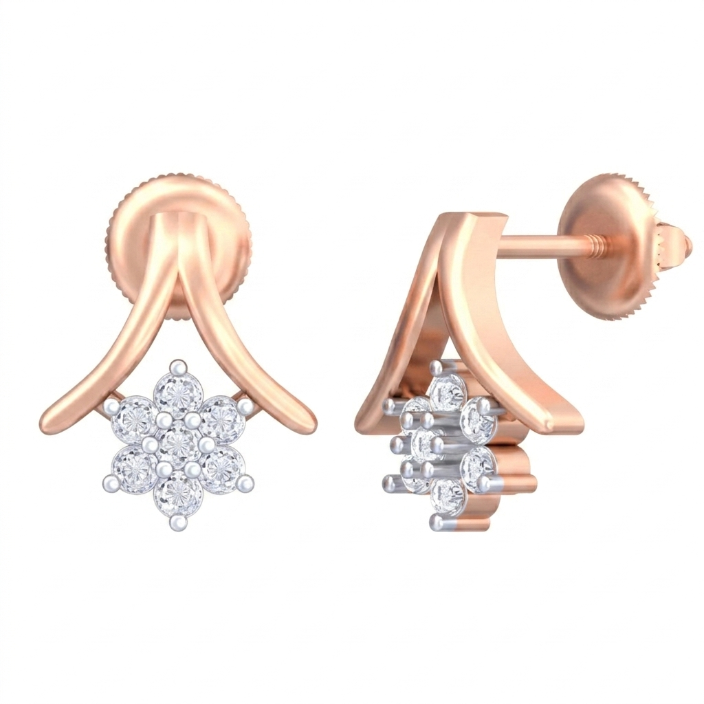 Rose Gold Diamond Earring | under 40k 