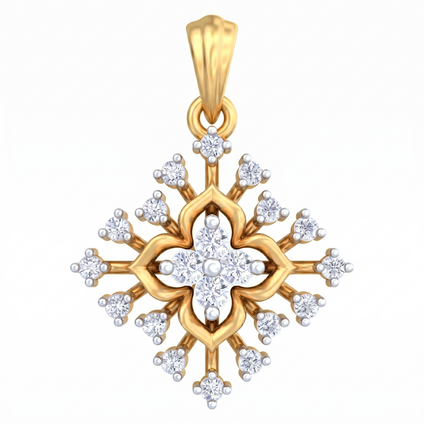 Gold & Diamond Floral Pendant Set KRC40635