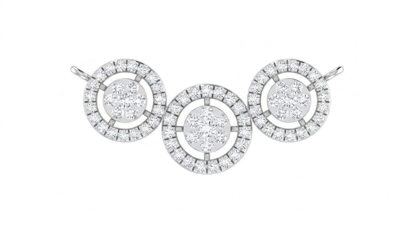 white gold and diamond mangalsutra on a white background