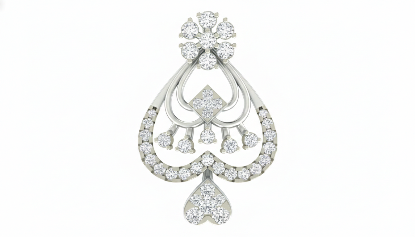 18K Gold & Diamond Floral Pendant Set KRA40171P