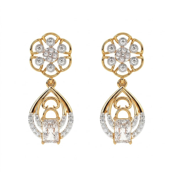 Gold & Diamond Women Dangler Earring KRC60087E