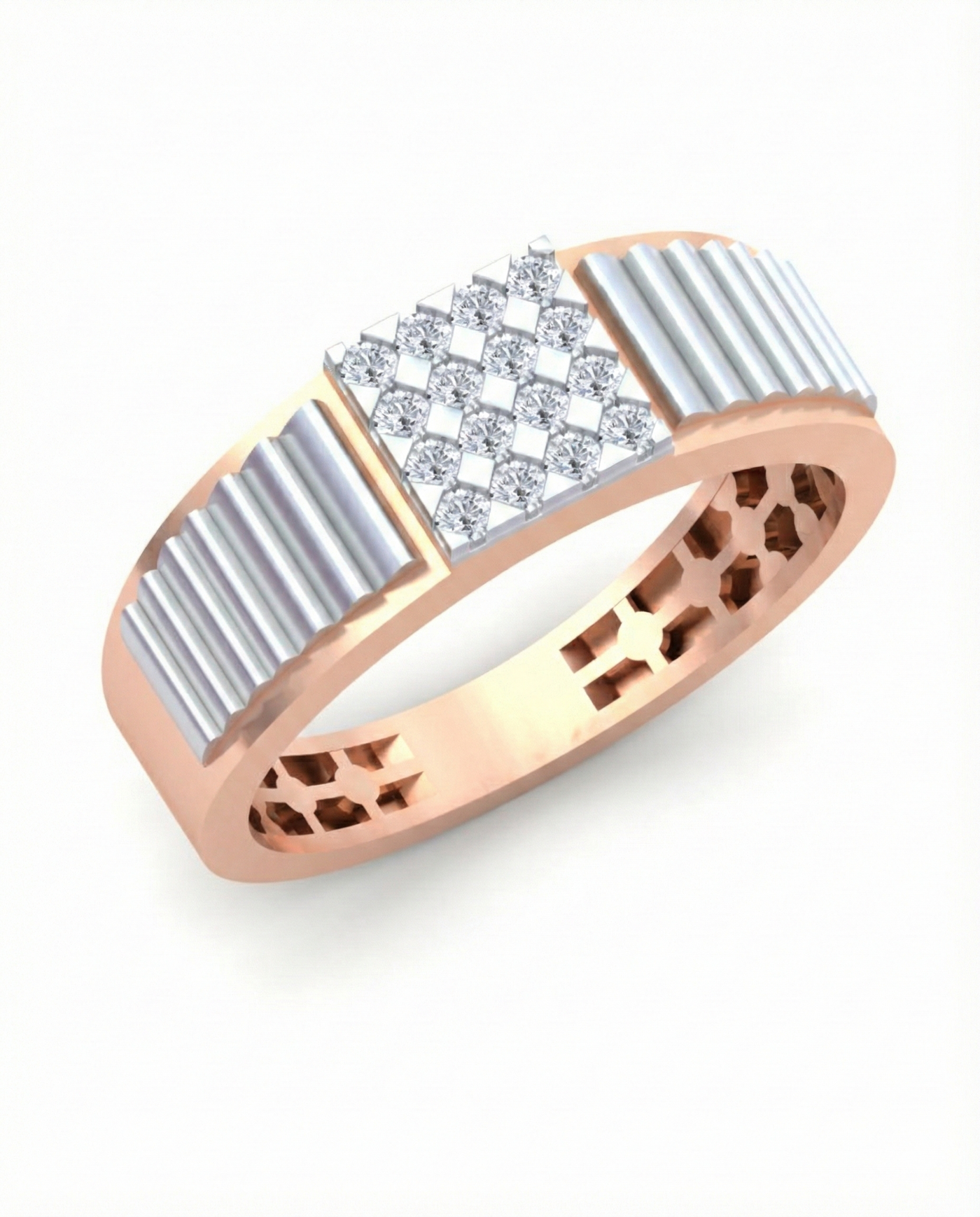 18K Gold & Diamond Square Ring For Men KRB60147