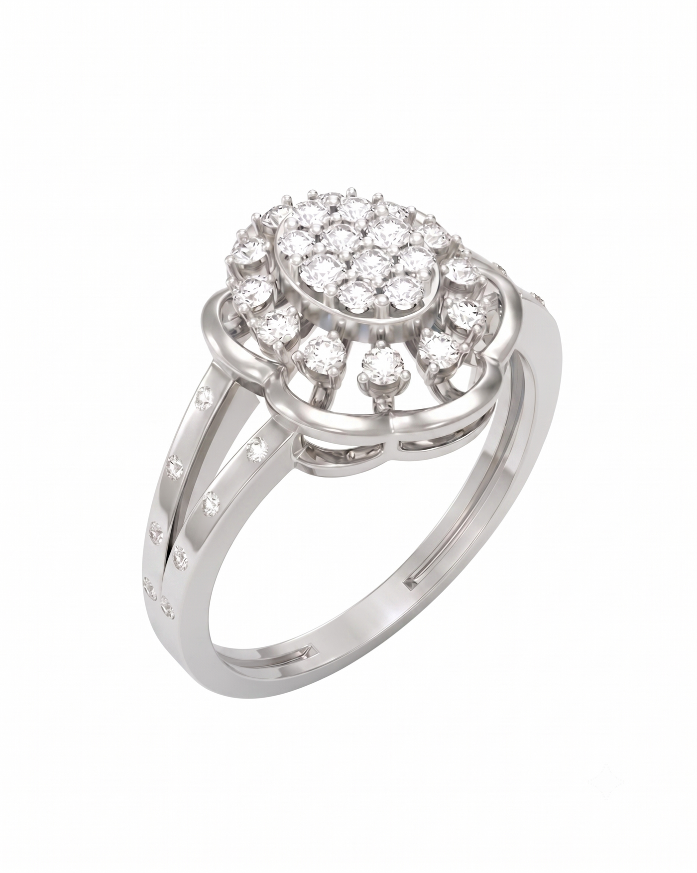 Gold & Diamond Floral Ring For Women KRC10908