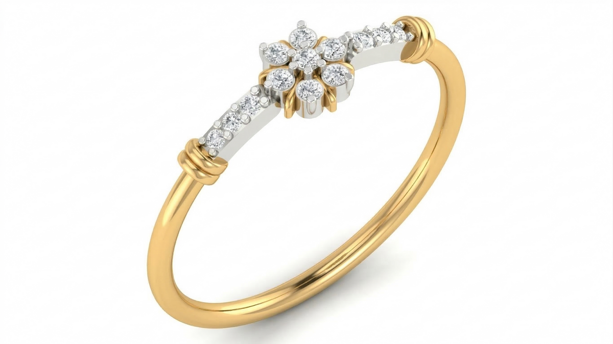18K Gold & Diamond Dailywear Ring For Women KRA10580