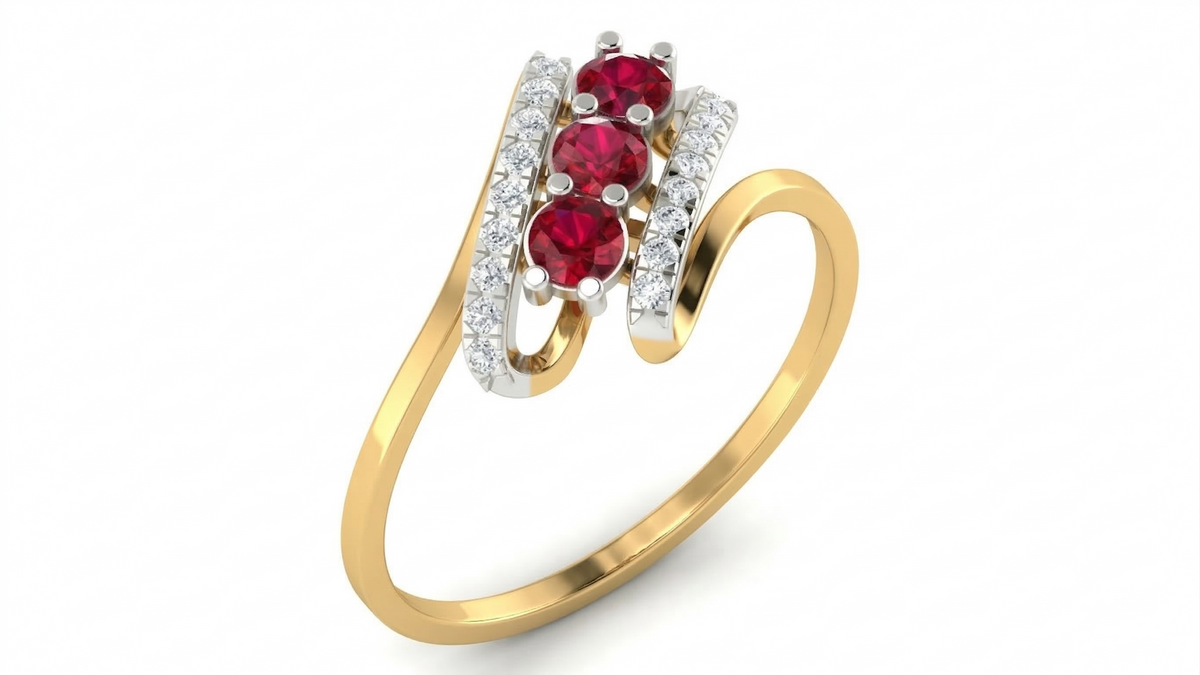 18K Gold & Diamond Gemstone Ring For Women KRA10636