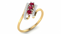 18K Gold & Diamond Gemstone Ring For Women KRA10636