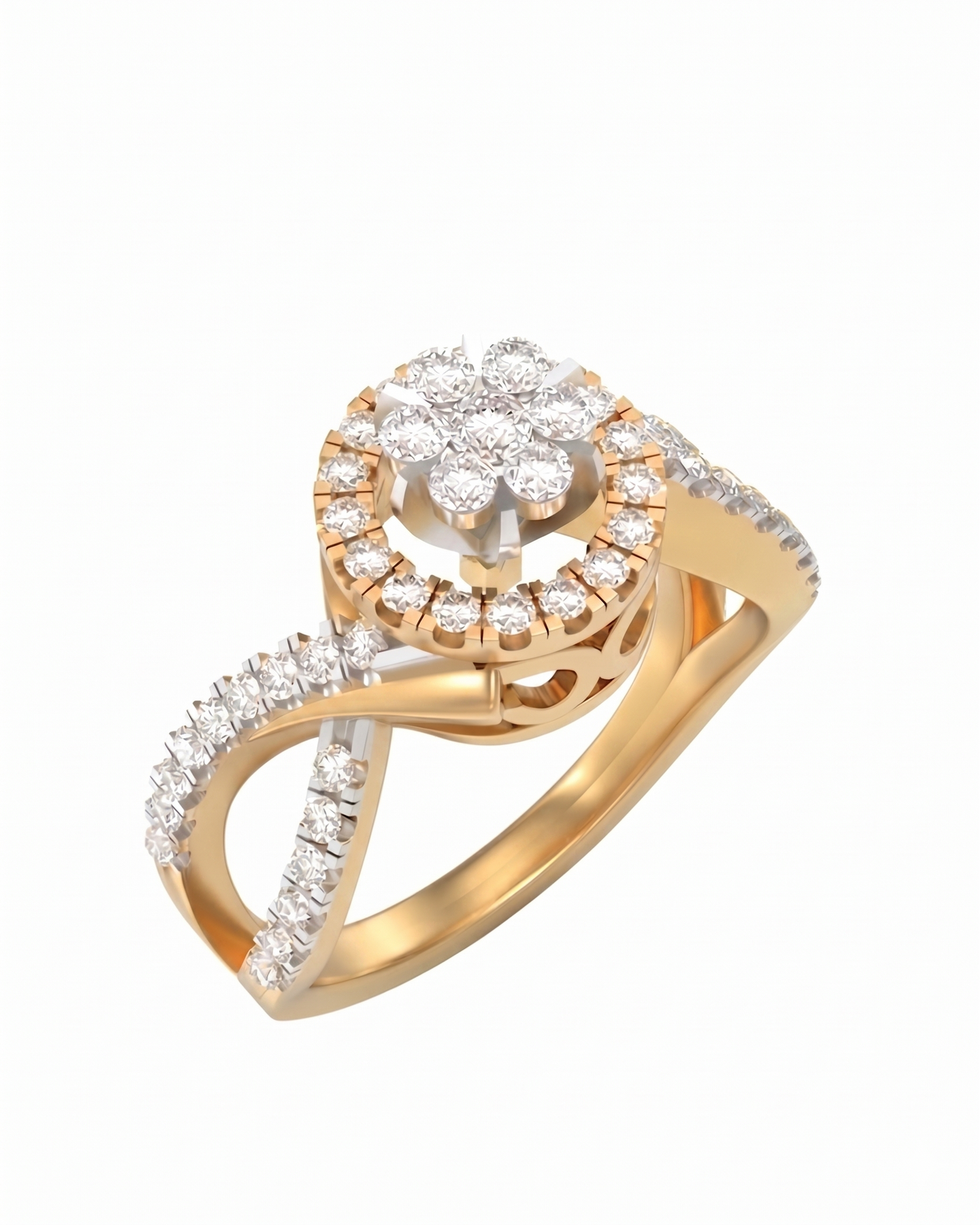 Gold & Diamond Cocktail Ring For Women KRC10879