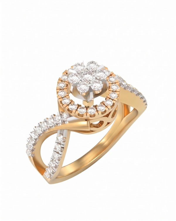 महिलाओं के लिए 18K गोल्ड और डायमंड कॉकटेल रिंग KRL10403