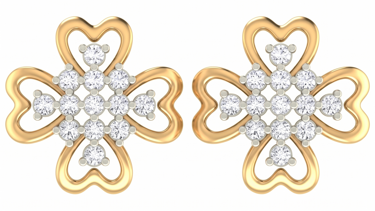 Floarl Yellow Gold Diamond Earring | under 40k 